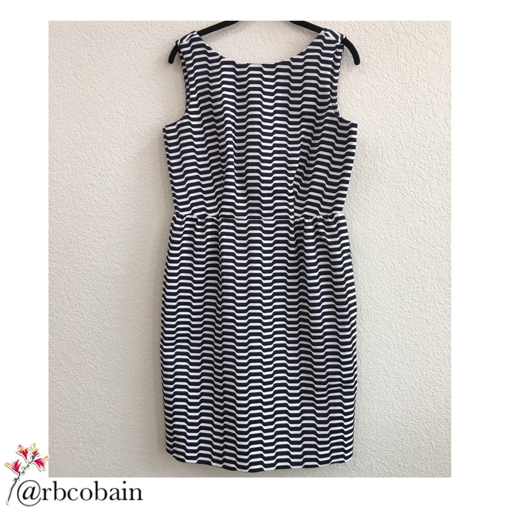Liz Claiborne Black & White striped Lined Sheath Dress NWT size 8 - Picture 2 of 9